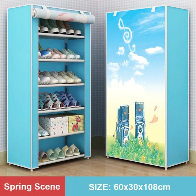 Multilayer Shoe Rack Detachable Dustproof Nonwoven Fabric Shoe Cabinet Home Standing Space-saving Stand Holder Shoes Organizer