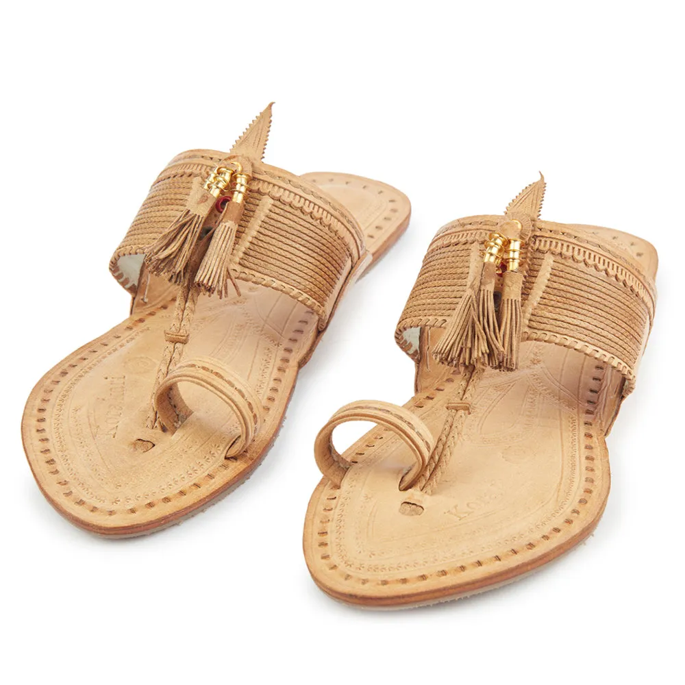 Natural Handstitched Leather Kolhapuri Women Slipper