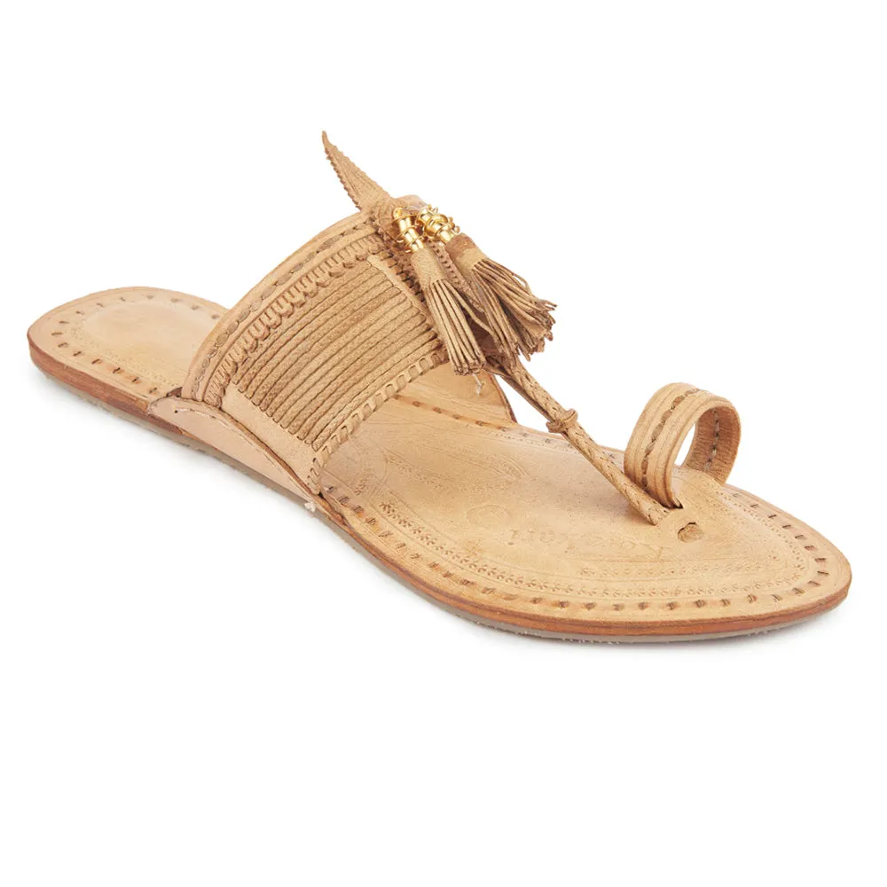 Natural Handstitched Leather Kolhapuri Women Slipper