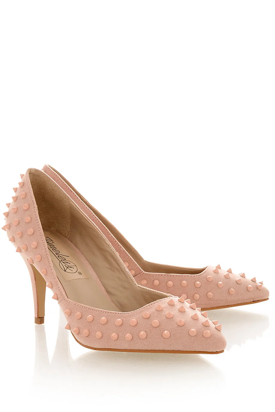 NELLIE Baby Pink Studded Pumps