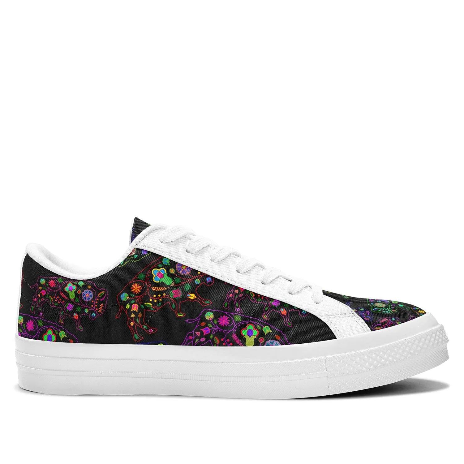 Neon Floral Buffalos Aapisi Low Top Canvas Shoes White Sole