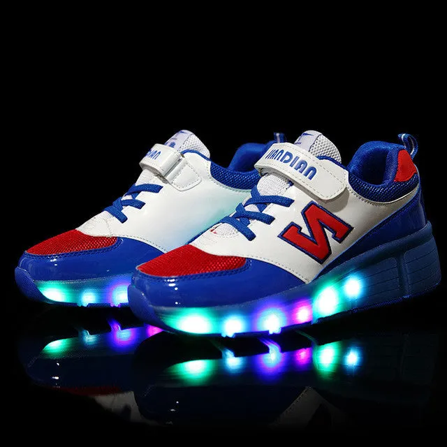 New Arrival Fashion Boys and Girls LED Lighted Roller Skating Shoes Spring/Summer Children's Sneakers with Wheel kids Footwear