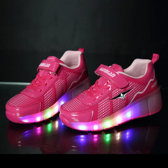 New Arrival Fashion Boys and Girls LED Lighted Roller Skating Shoes Spring/Summer Children's Sneakers with Wheel kids Footwear