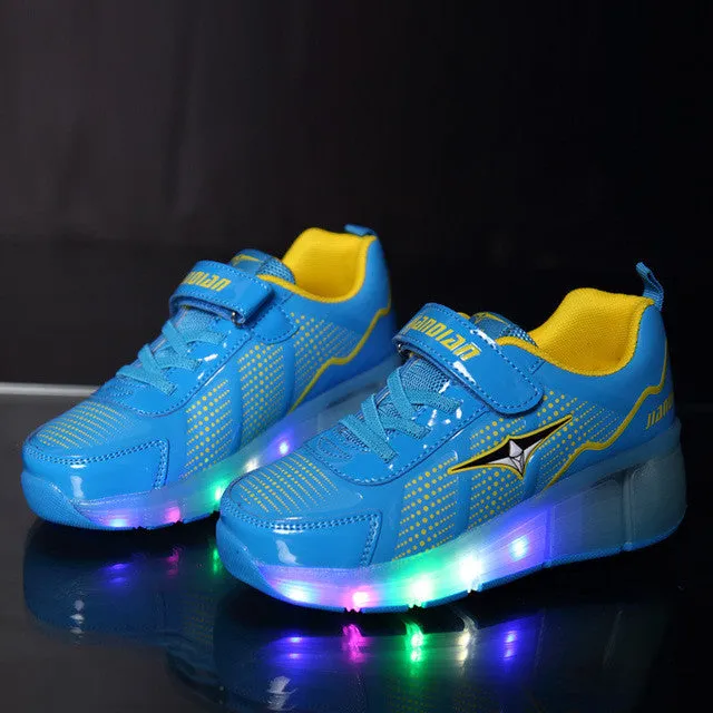 New Arrival Fashion Boys and Girls LED Lighted Roller Skating Shoes Spring/Summer Children's Sneakers with Wheel kids Footwear