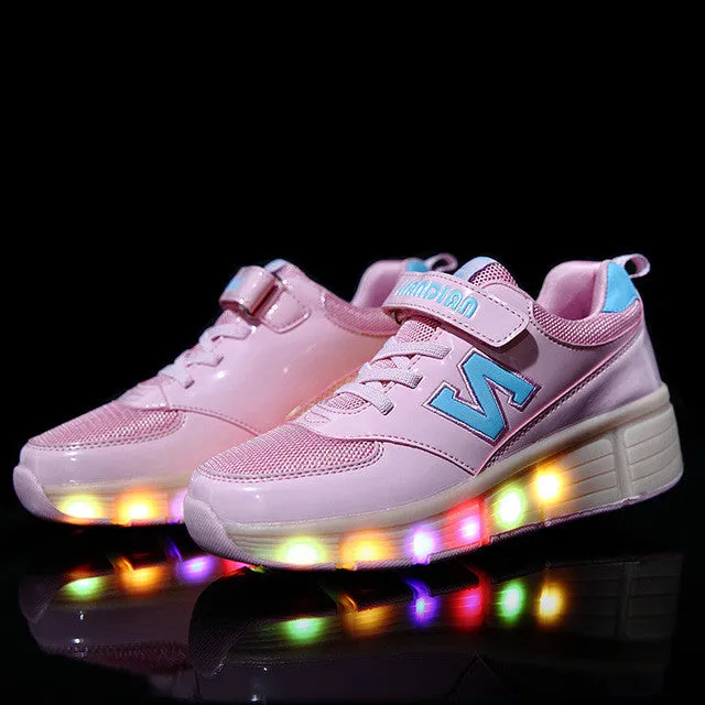 New Arrival Fashion Boys and Girls LED Lighted Roller Skating Shoes Spring/Summer Children's Sneakers with Wheel kids Footwear