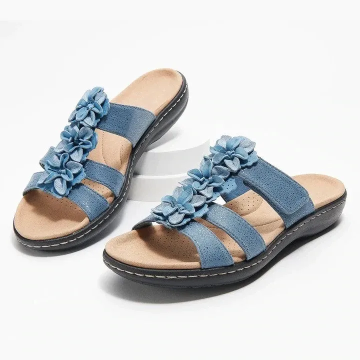 OCW Leather Orthopedic Sandals For Women Soft Unique Flower Detail