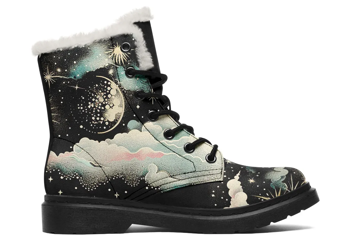 Orion’s Dream Winter Boots - Warm Micro-Suede Doc-Style Boots Lined with Vegan Wool