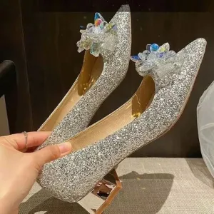 Pointed Crystal Bowknot High Heels