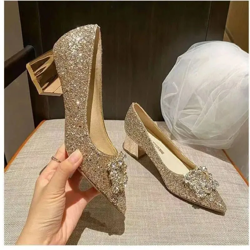 Pointed Crystal Bowknot High Heels