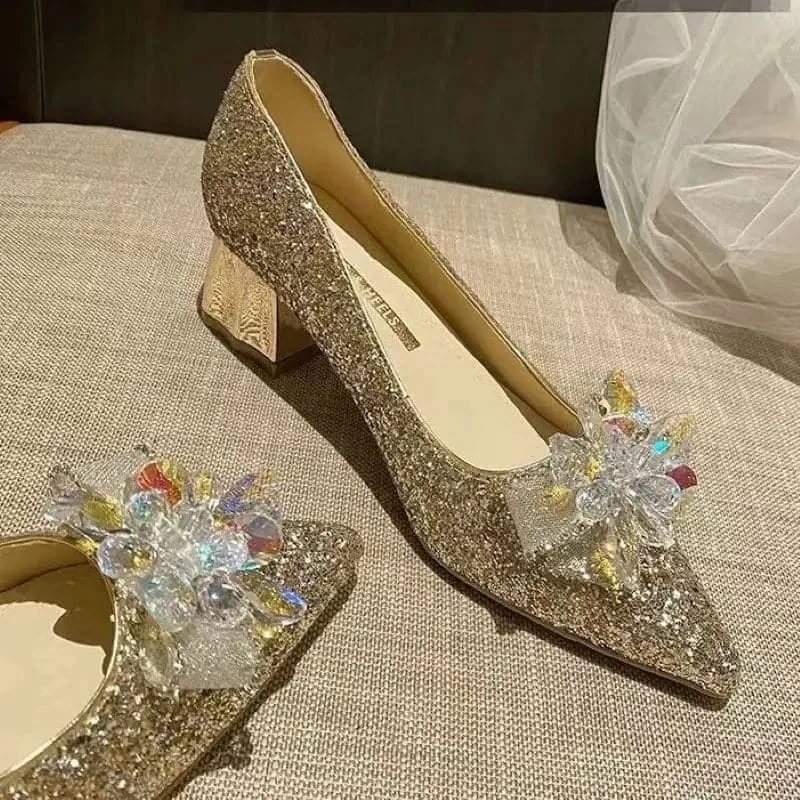 Pointed Crystal Bowknot High Heels