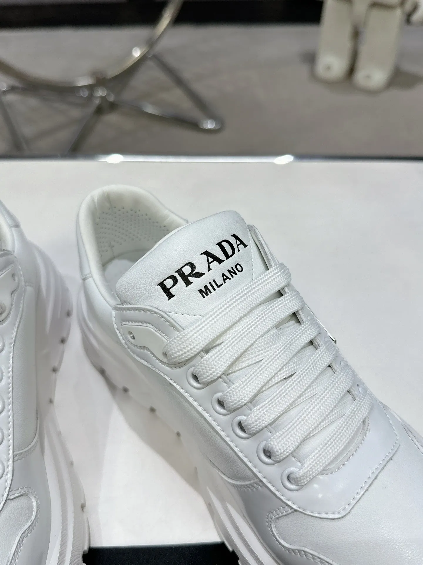 PRD Triangle Logo Leather Sneakers Triple White-046