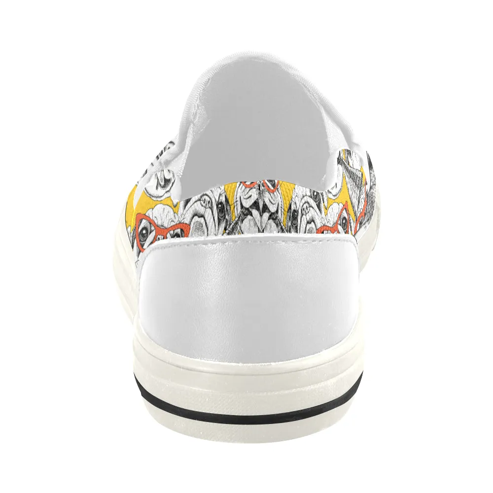 Pug Glasses Party Women's Slip-on Canvas Shoes