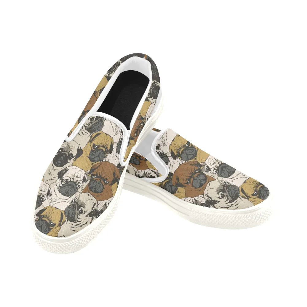 Pugs vintage Women's Slip-on Canvas Shoes