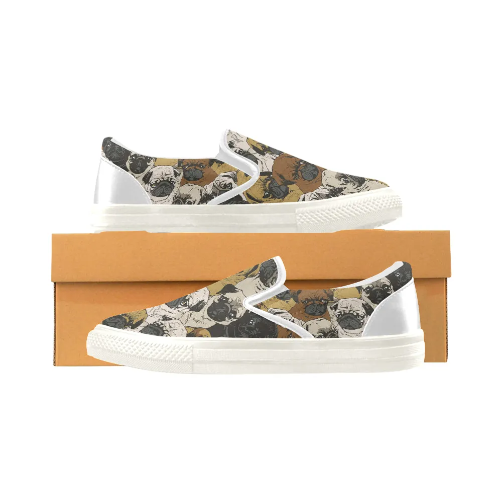 Pugs vintage Women's Slip-on Canvas Shoes