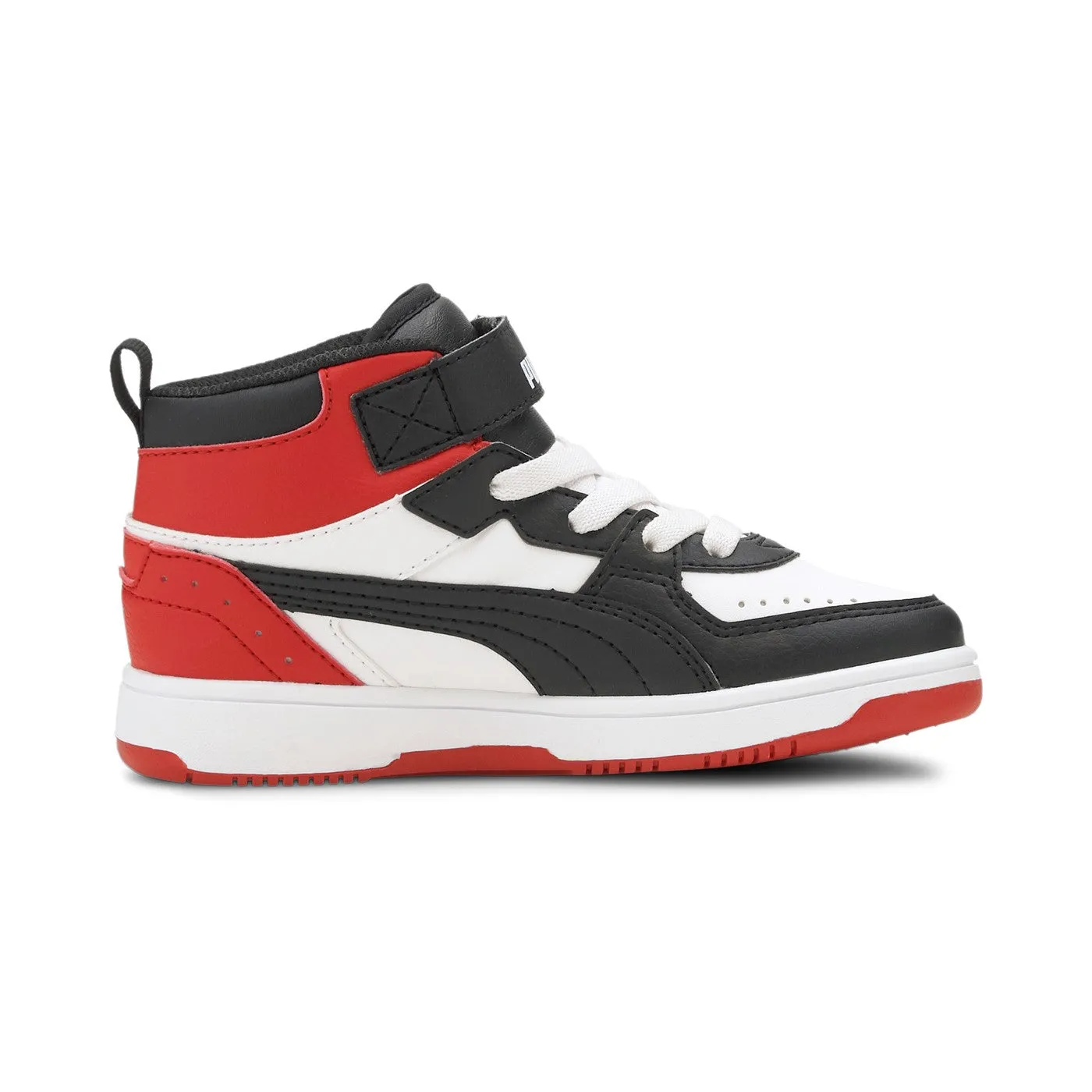 Puma sneakers alta da bambino Rebound JOY Blocked AC PS 374688 03 bianco-nero-rosso