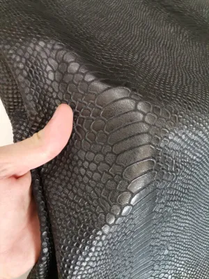 Python-embossed cowhide | Cow leather printed snake effect