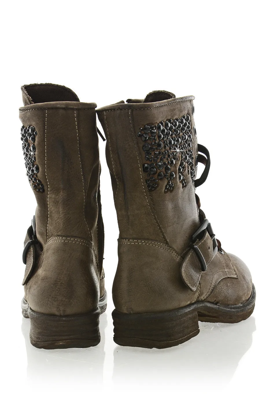 RENIA Brown Studded Boots