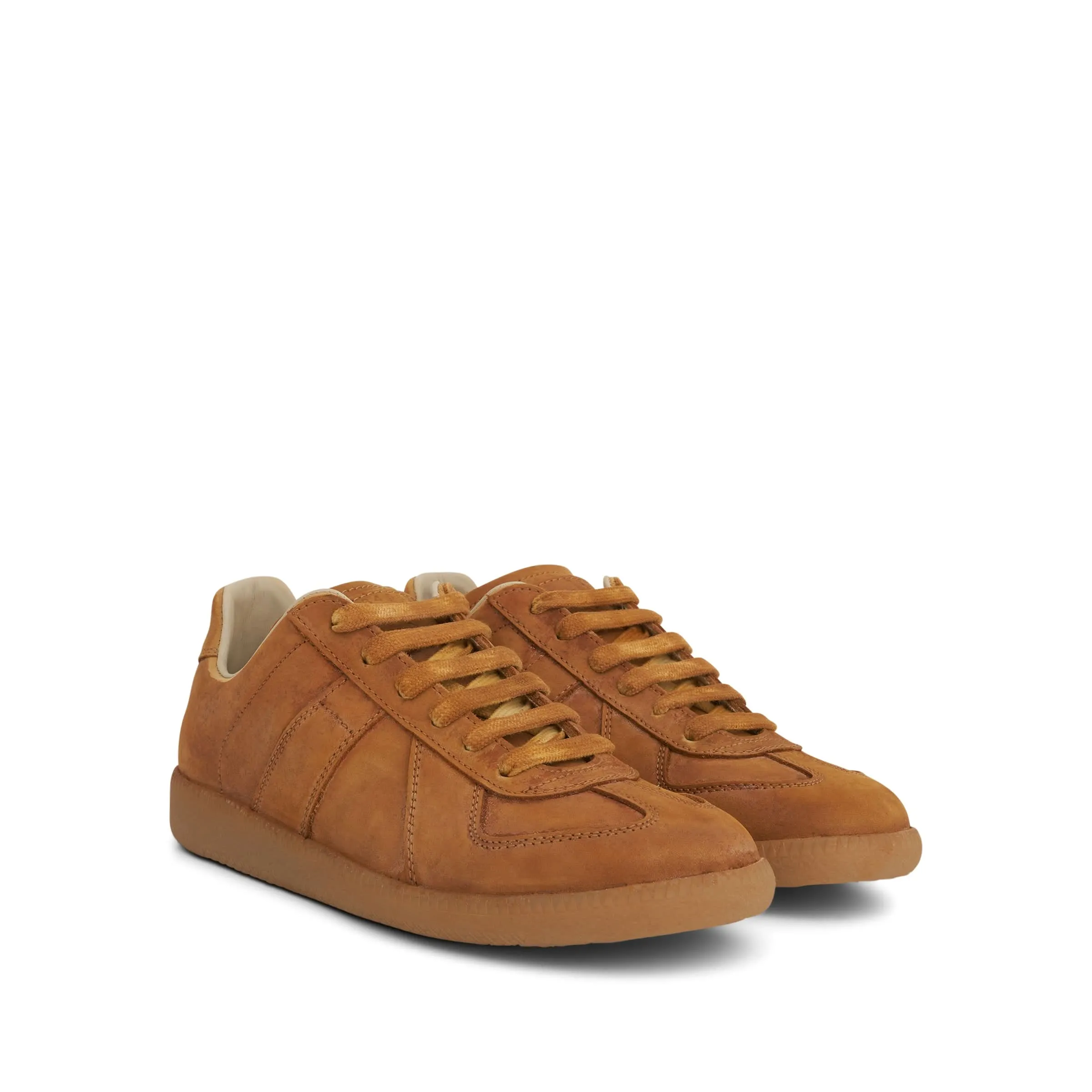 Replica Leather Sneakers in Old Camel