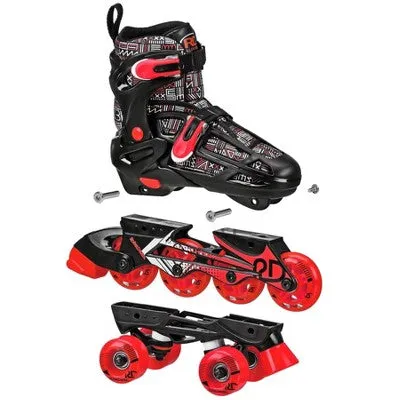 Roller Derby Caspian Kids' Adjustable Inline-Quad Combo Skates - Black (12-2)