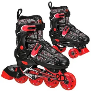 Roller Derby Caspian Kids' Adjustable Inline-Quad Combo Skates - Black (3-6)