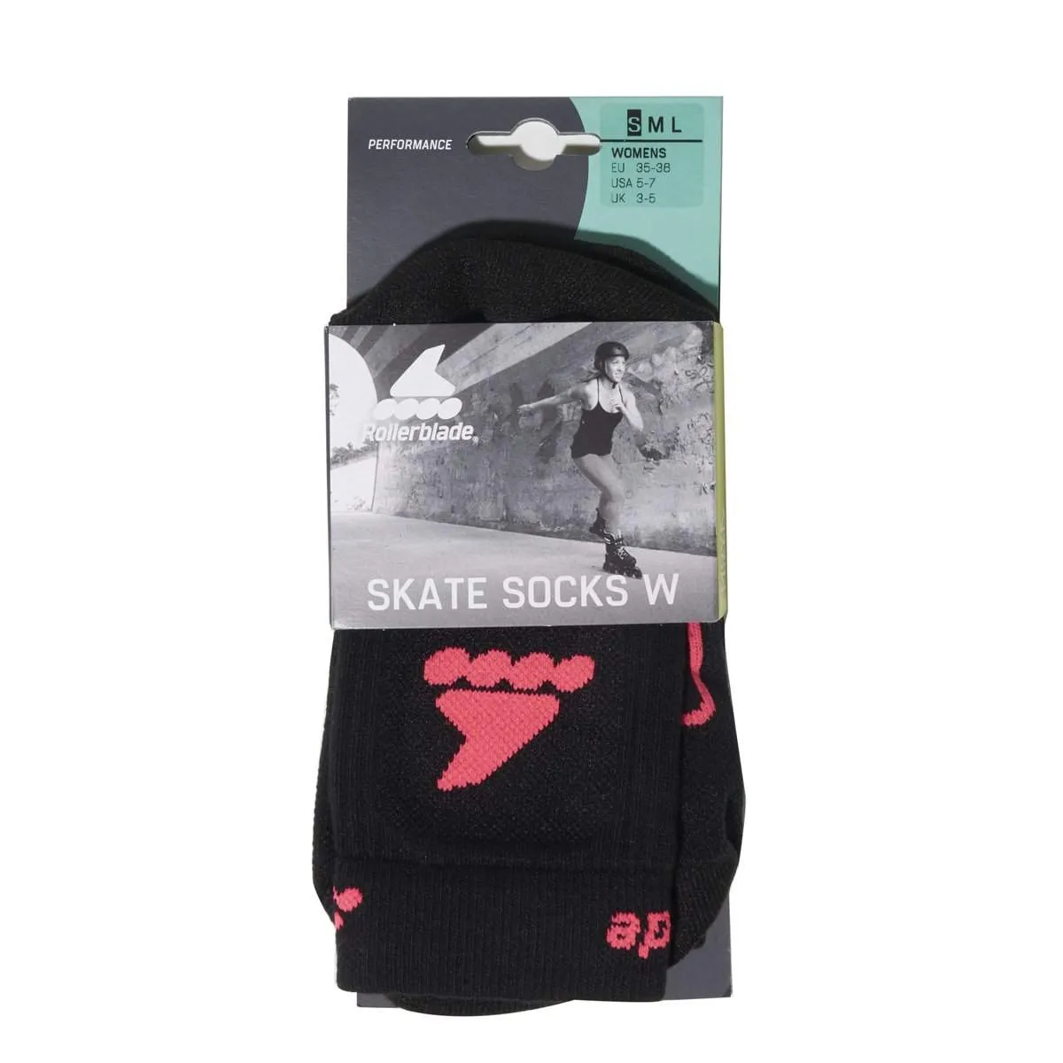 Rollerblade Skating Socks  - Black / Salmon