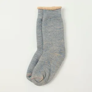 RoToTo Double Face Crew Sock - Blue/Brown