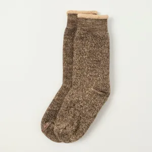 RoToTo Double Face Crew Sock - Brown/Dark Brown