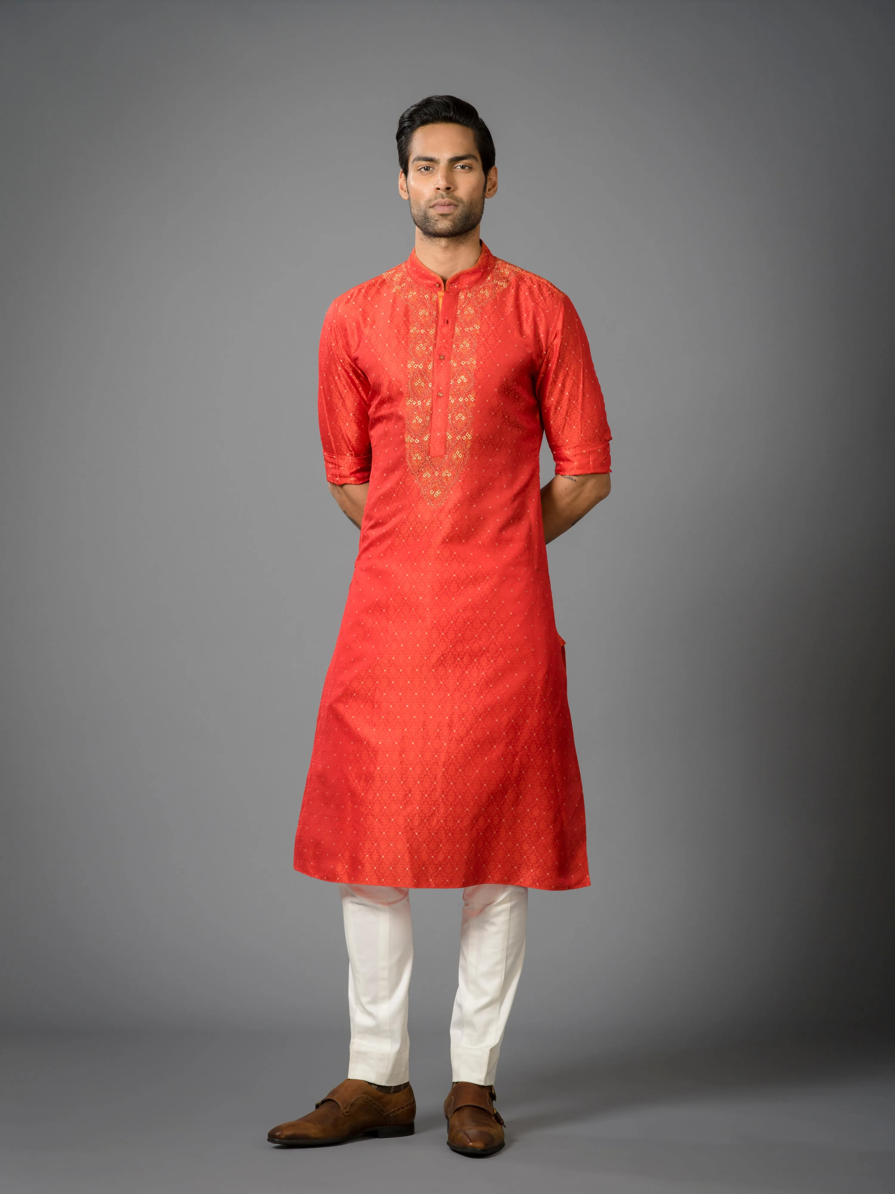 SAFFRON SOCIETY EMBROIDERED KURTA