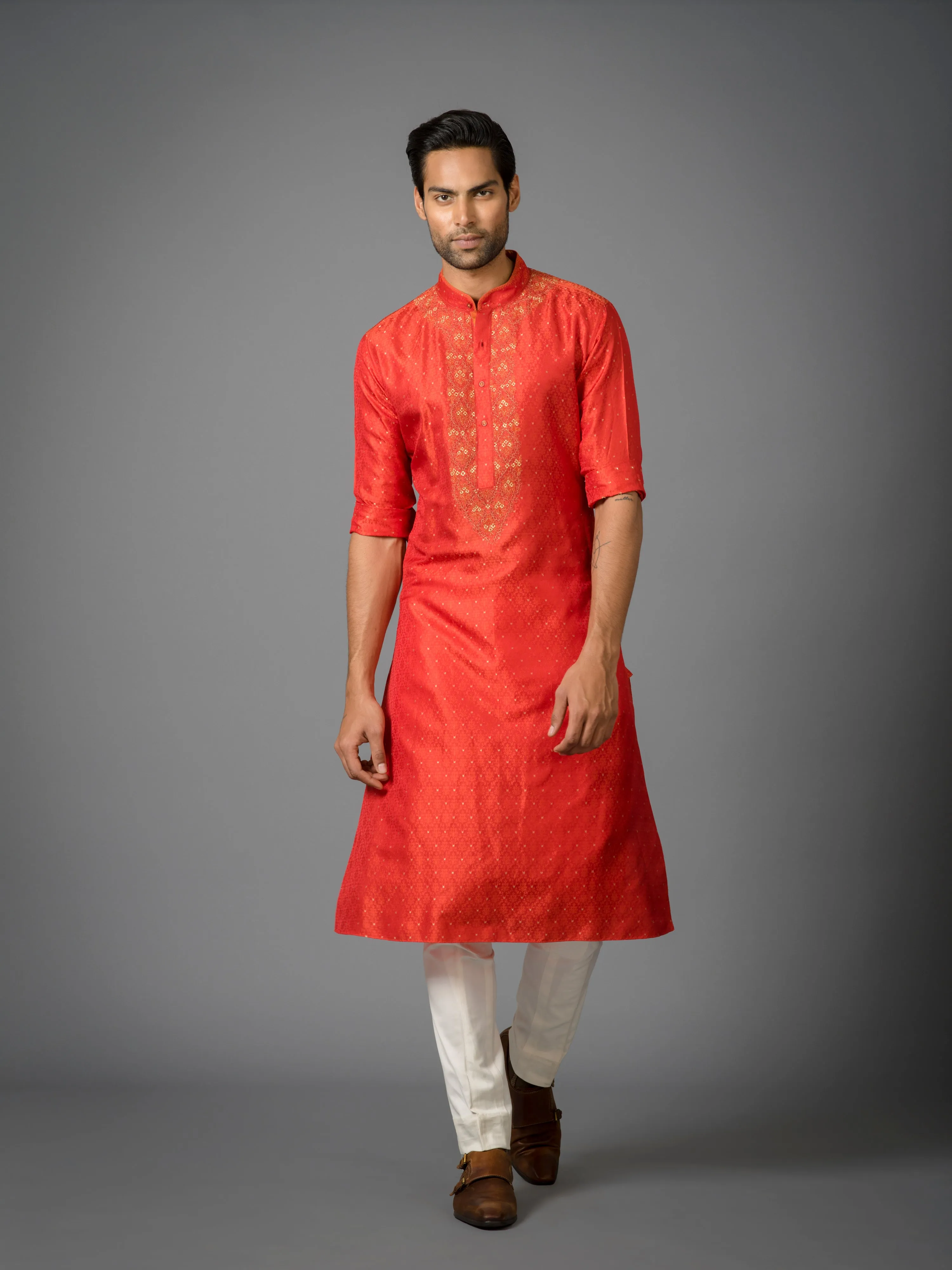 SAFFRON SOCIETY EMBROIDERED KURTA