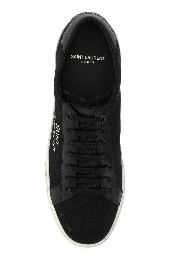 Saint Laurent Black Canvas & Leather Low Top Sneakers