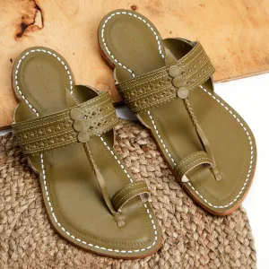 Seaweed Handstitched Leather Kolhapuri Men Slipper