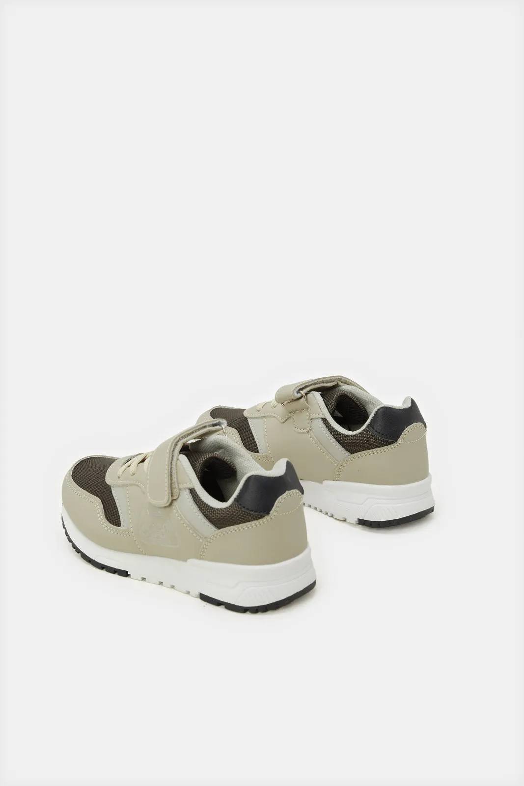 Senior Boys Beige Material Block Sneakers