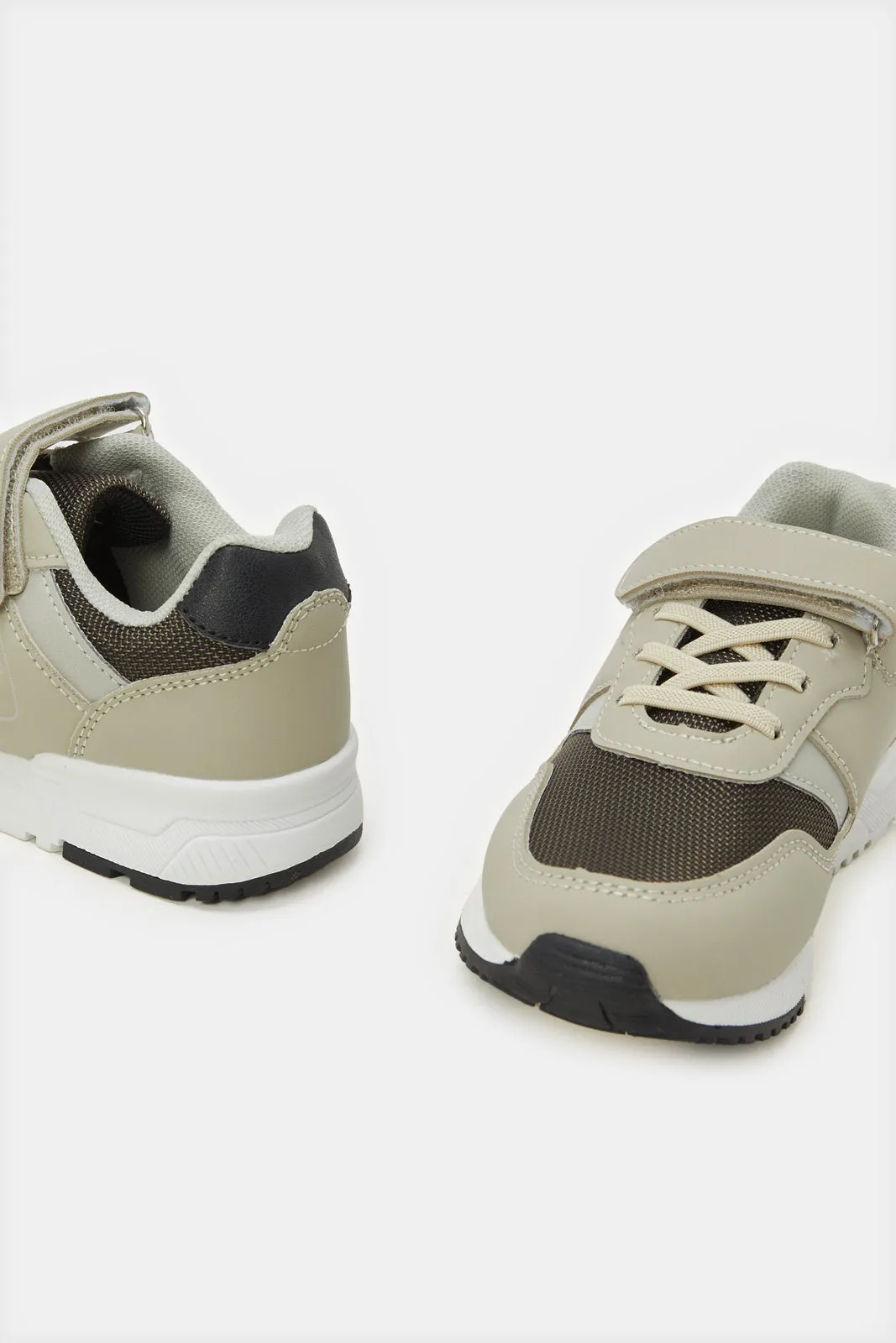 Senior Boys Beige Material Block Sneakers