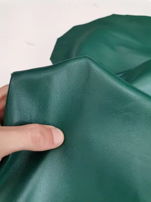 Sheep nappa genuine leather, soft lambskin leather hide for crafts col. forest green, thick. 0,9mm