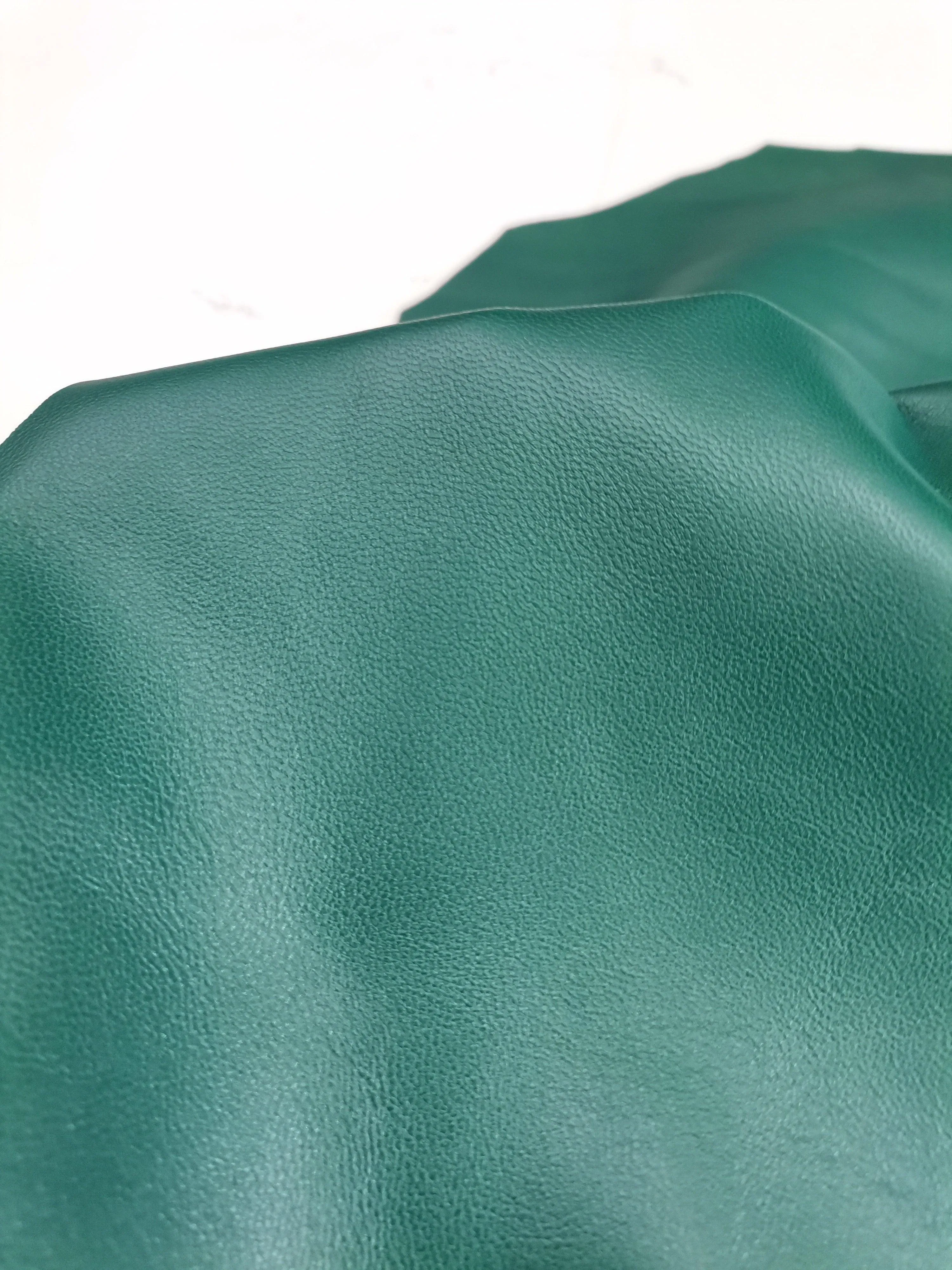 Sheep nappa genuine leather, soft lambskin leather hide for crafts col. forest green, thick. 0,9mm