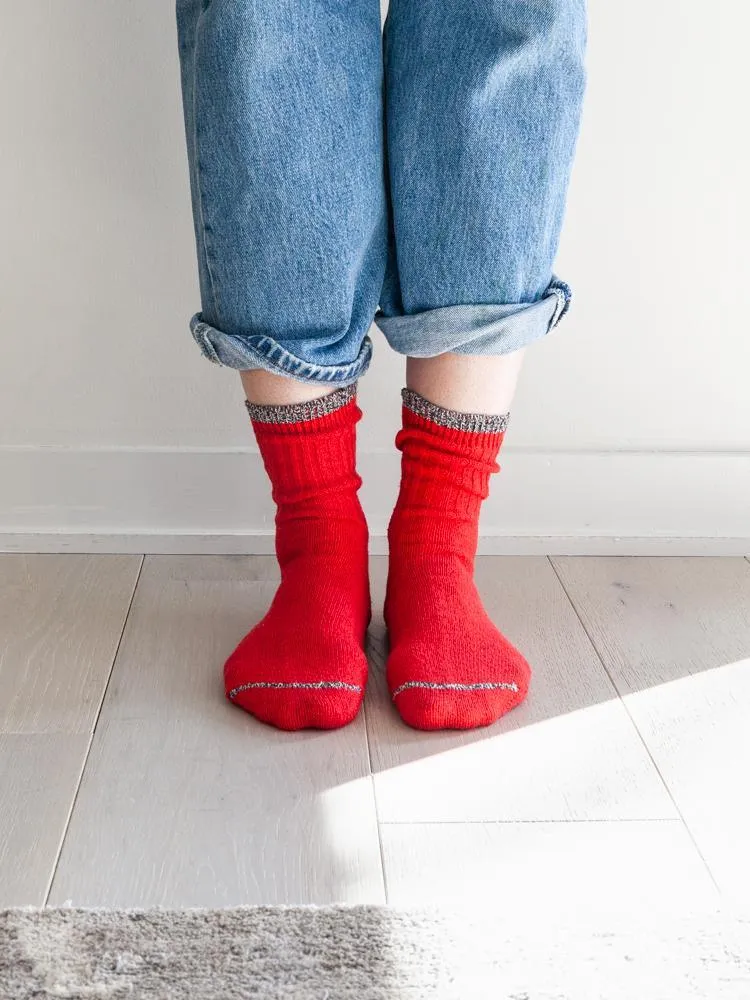 Silk Cotton Socks, Red