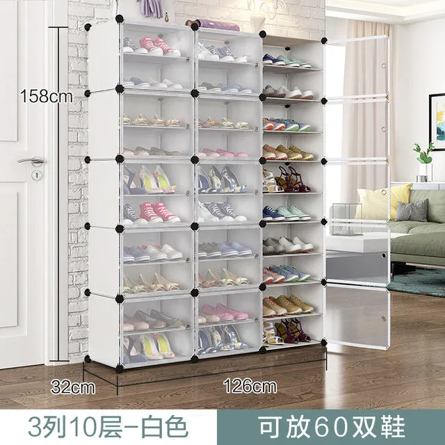 Simple Multilayer Modular Shoe Cabinet Easy Assembly Boots Shoes Storage Organizer Home Space Saving Closet Plastic Shoe Rack