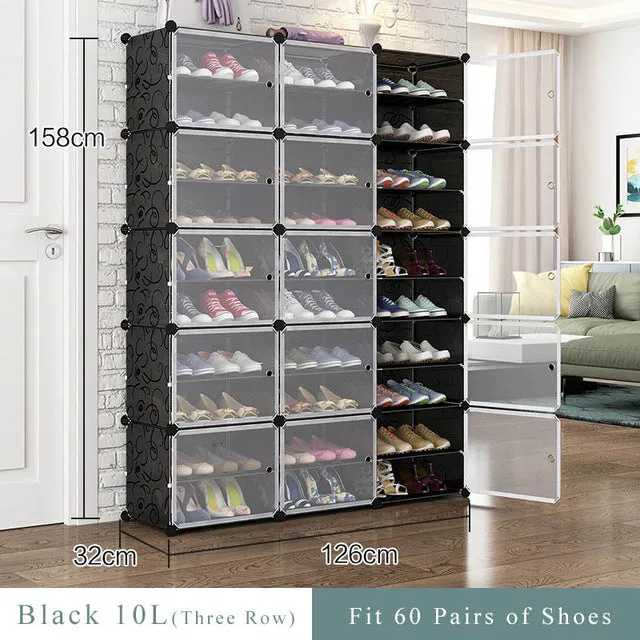 Simple Multilayer Modular Shoe Cabinet Easy Assembly Boots Shoes Storage Organizer Home Space Saving Closet Plastic Shoe Rack