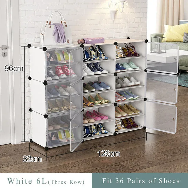 Simple Multilayer Modular Shoe Cabinet Easy Assembly Boots Shoes Storage Organizer Home Space Saving Closet Plastic Shoe Rack