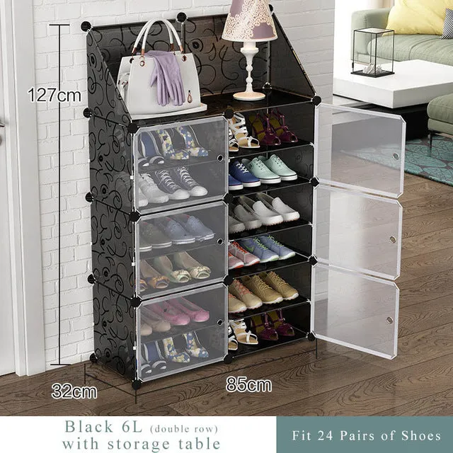 Simple Multilayer Modular Shoe Cabinet Easy Assembly Boots Shoes Storage Organizer Home Space Saving Closet Plastic Shoe Rack