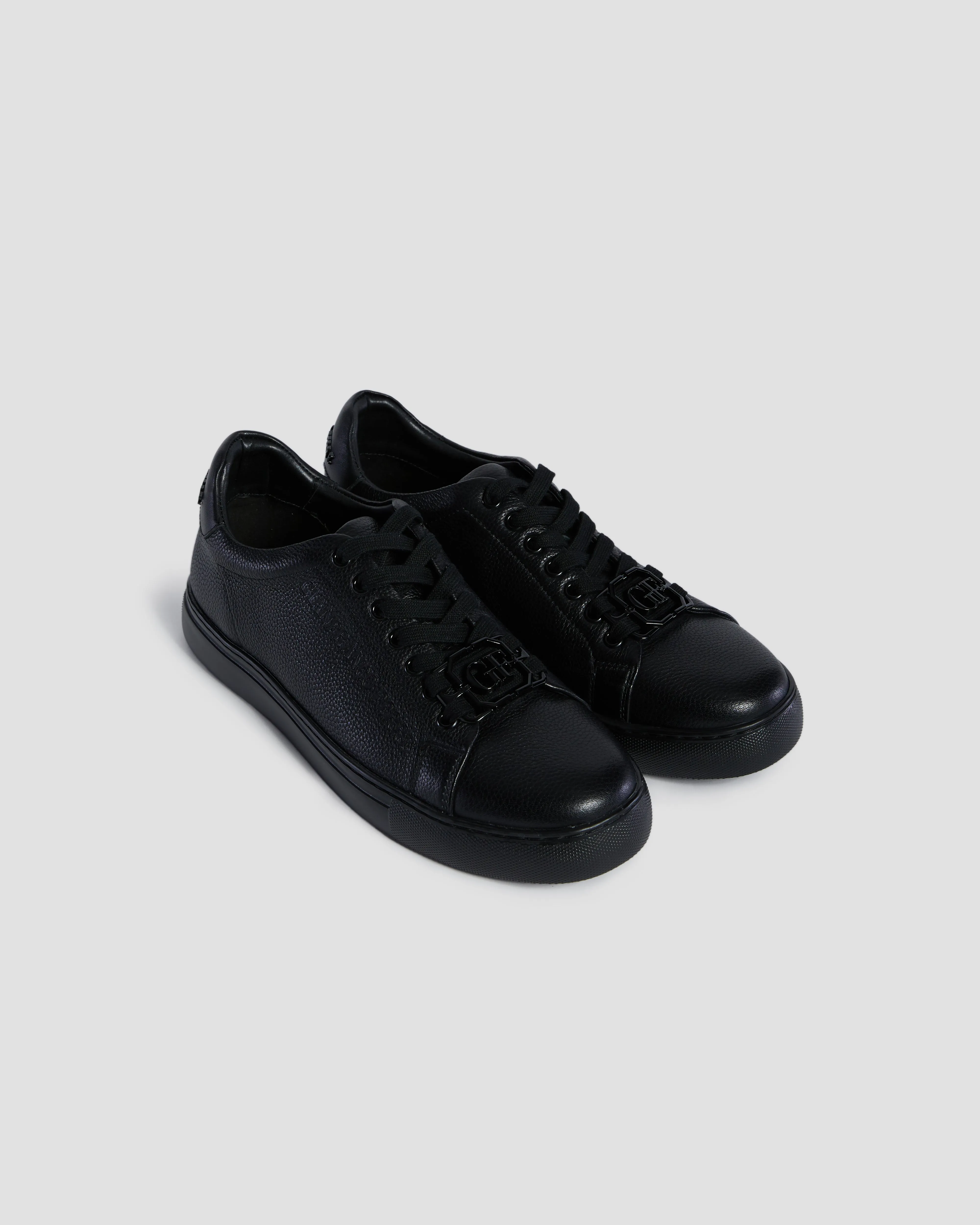 Solid Tone Monogram Detailed Sneakers