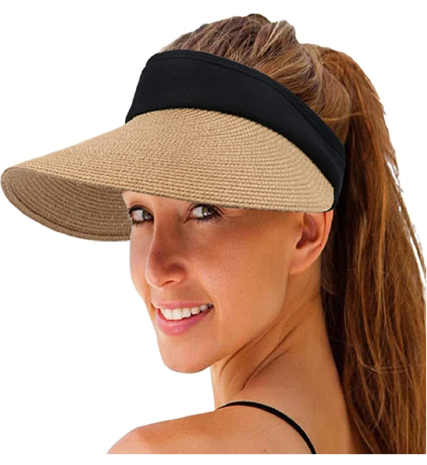 Straw Hat With Visor For Women | Wide Brim Summer UV Protection