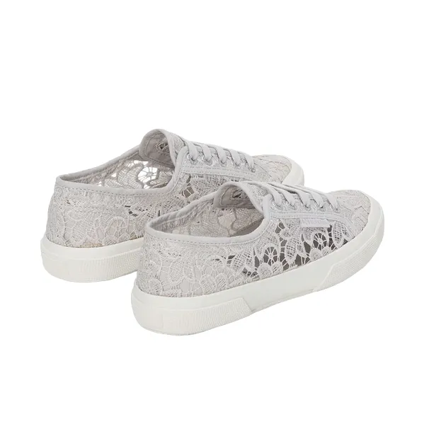 Superga scarpa sneakers da donna in Macrame 2750 S81219W A0B grigio argento