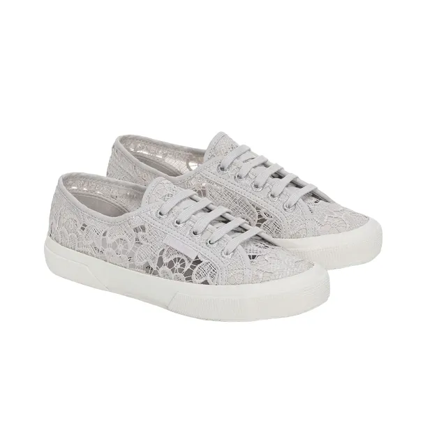 Superga scarpa sneakers da donna in Macrame 2750 S81219W A0B grigio argento