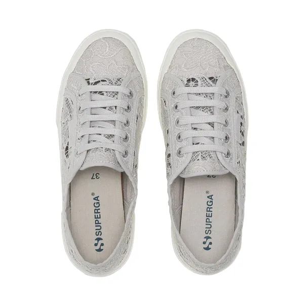 Superga scarpa sneakers da donna in Macrame 2750 S81219W A0B grigio argento