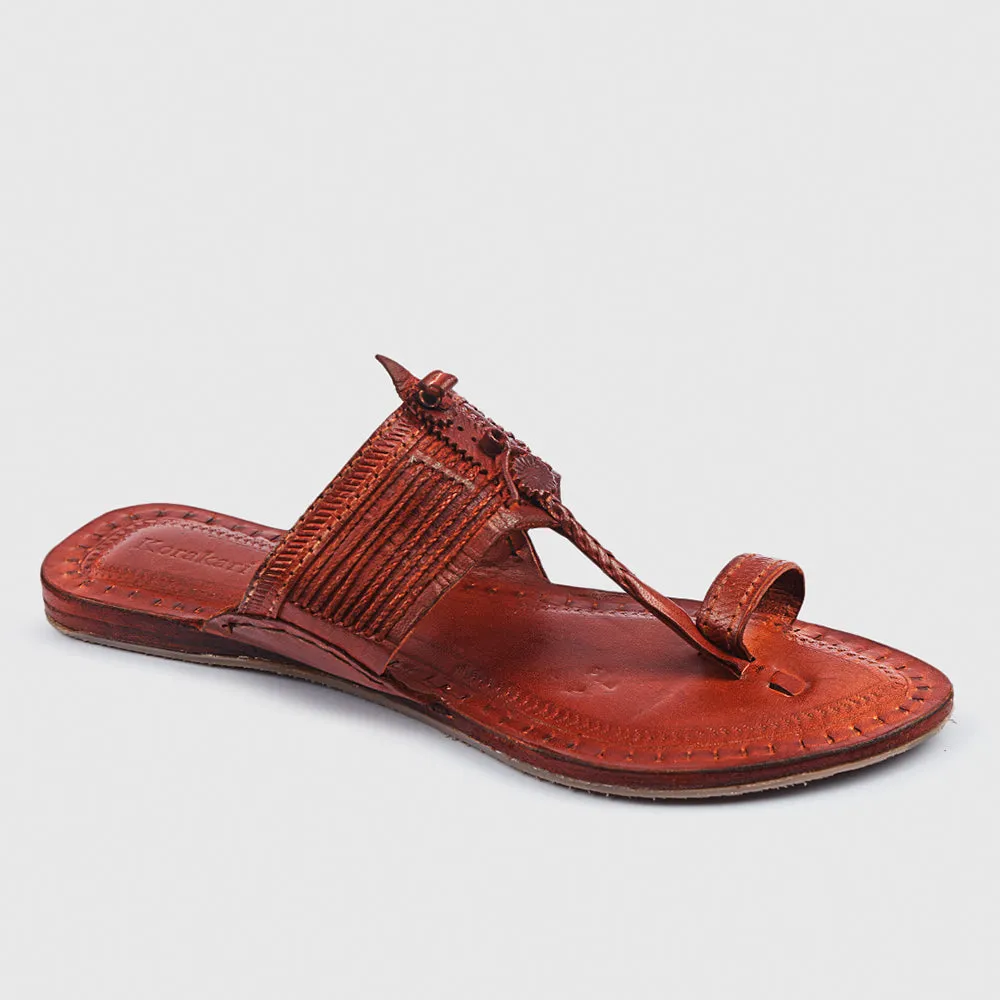 Tan Handstitched Leather Kolhapuri Women Slipper