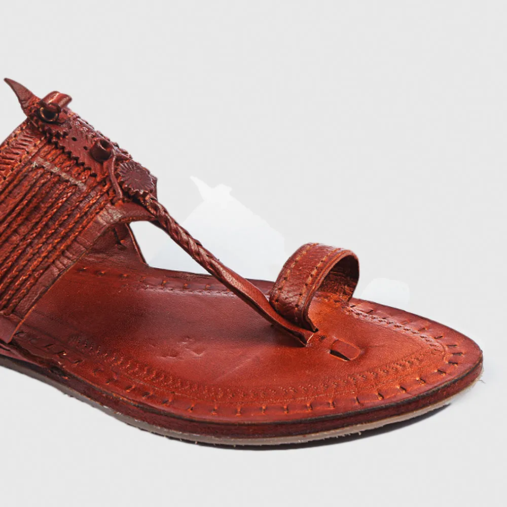 Tan Handstitched Leather Kolhapuri Women Slipper