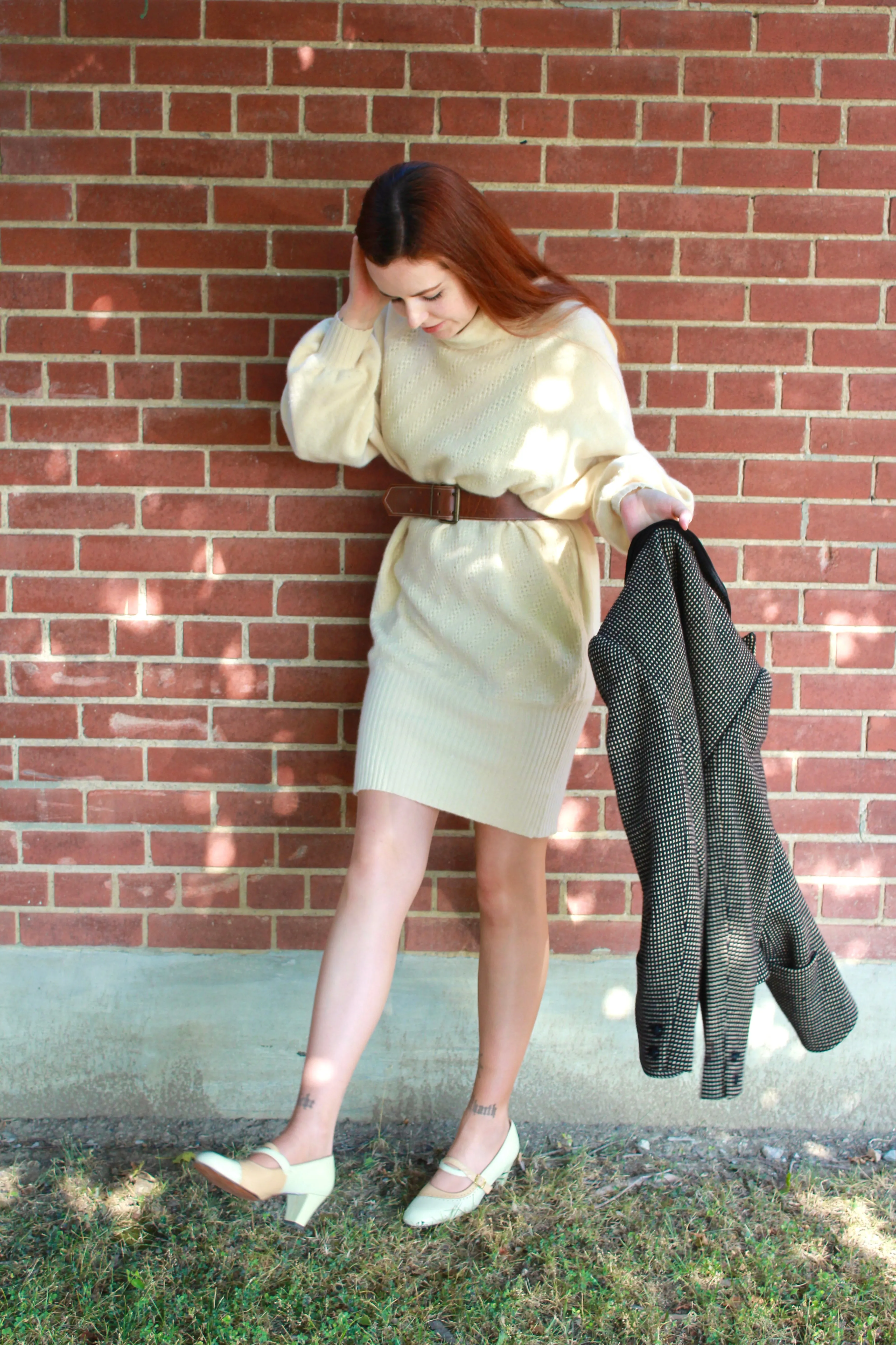 Vintage Deadstock Shoes, Women's 1980s Beige Leather Mid-Heel Pump's, NOS, 7985