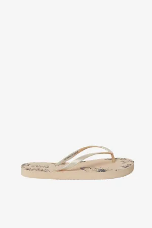 Women Beige Butterfly Printed Flip Flop