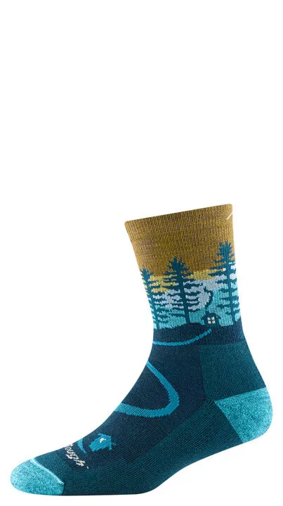 Women's Northwoods Micro Crew Midweight Hiking Sock W/ Cushion - Dark Teal